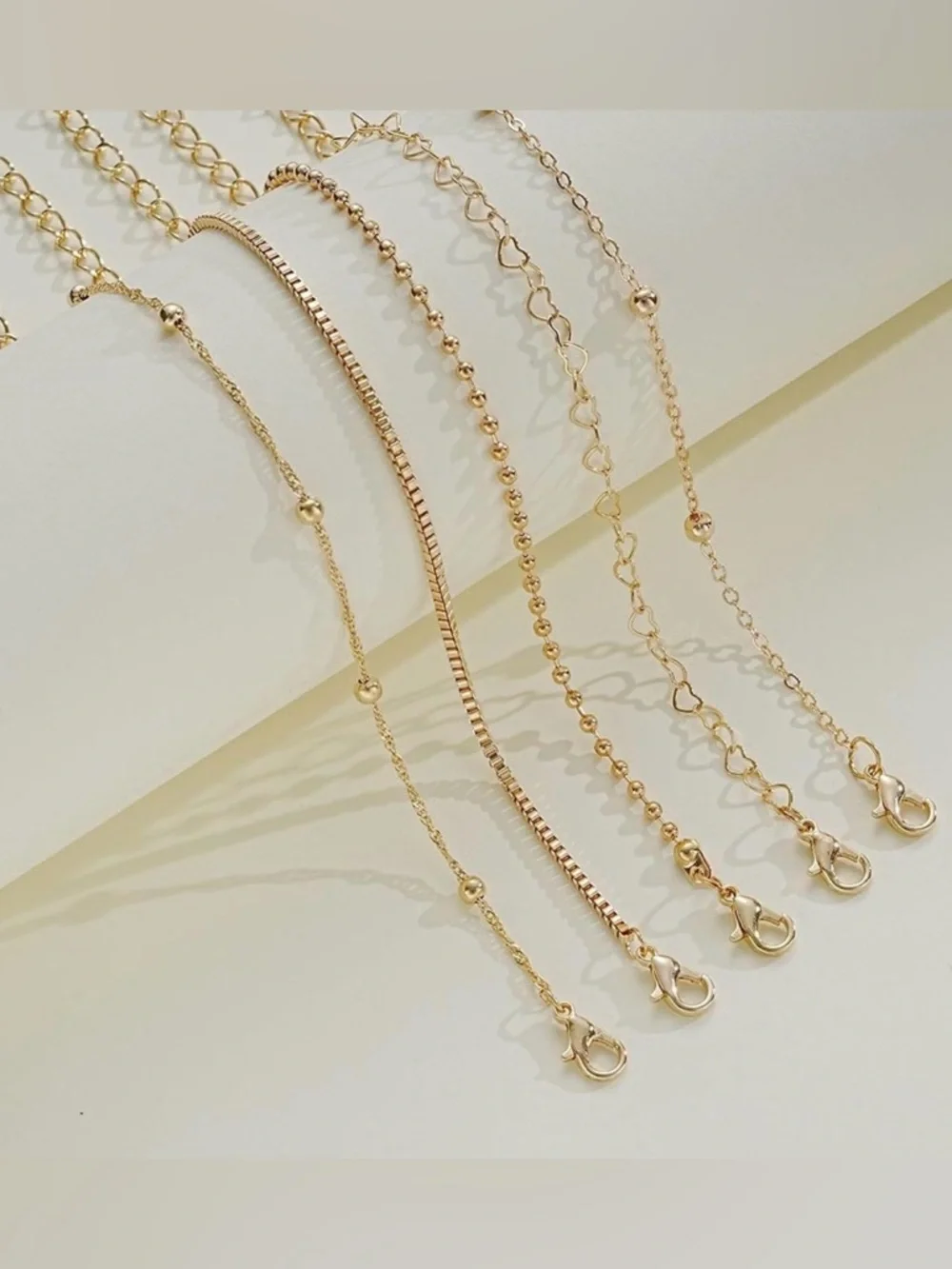 NWT~5pc 14K Gold Plated Stackable & Adjustable Bracelet Set